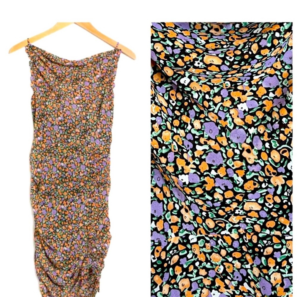 Astr the label Ruched Tie Mini Dress In Floral print small